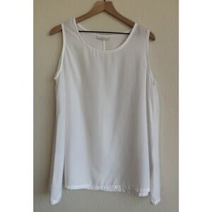Bryn Walker Women’s White Sleeveless 100% Tencel Tank Size Small Lagenlook USA